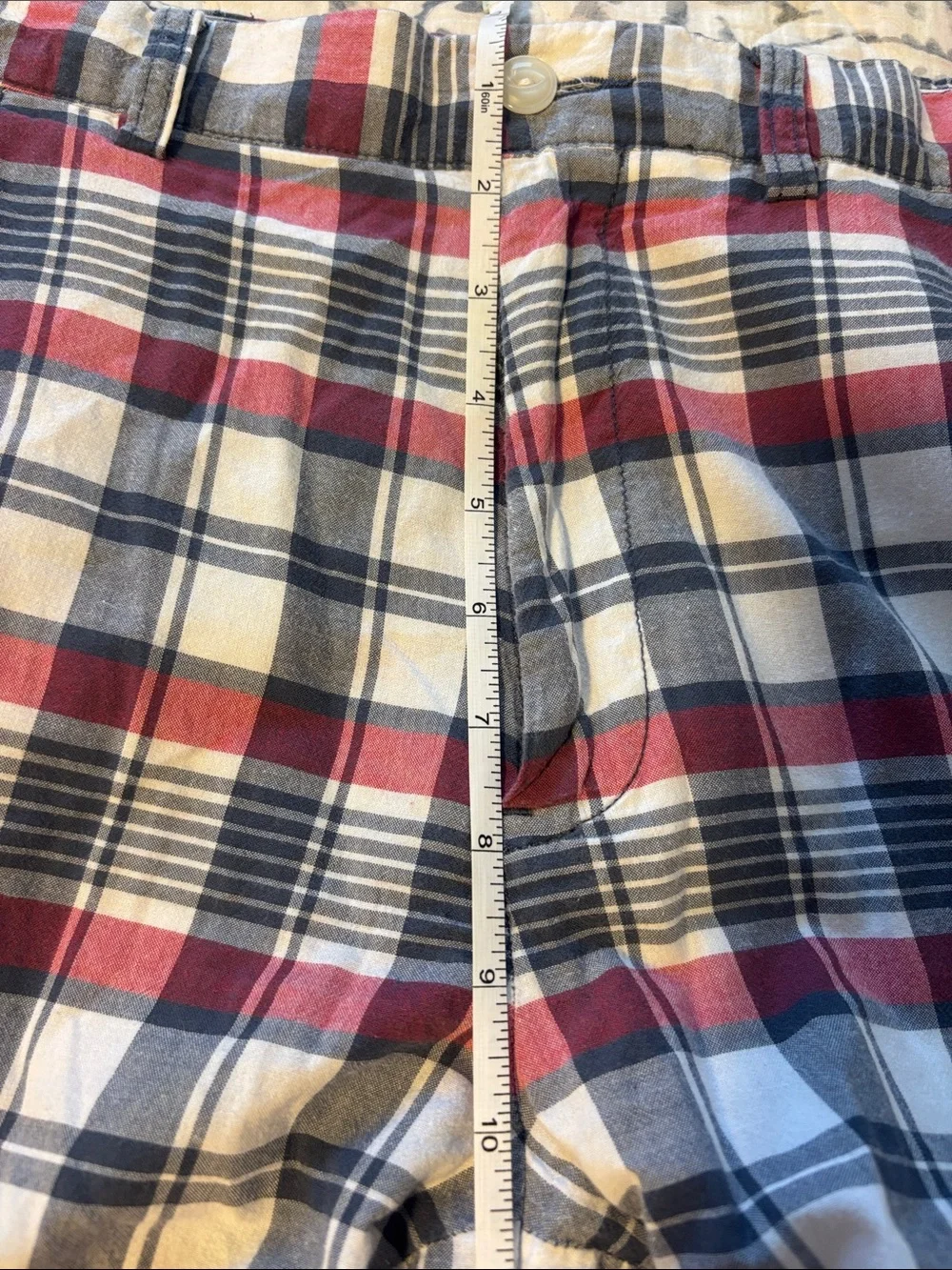 Polo by Ralph Lauren Red, Navy & White Plaid Flat Front Shorts Men’s Size 34